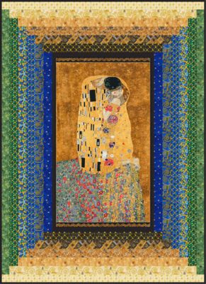 Gustav Klimt fabric: Courthouse Steps, The Kiss Quilt kit