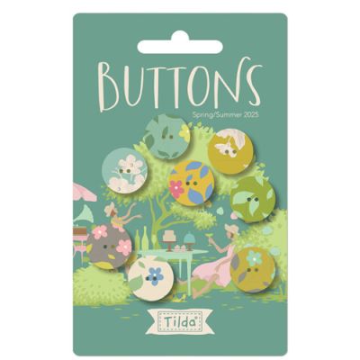 Tilda Sunday Brunch Buttons: Green, Teal, Yellow 16mm, 8 pcs