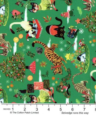 Christmas Cats Pine (per 1/4 metre)