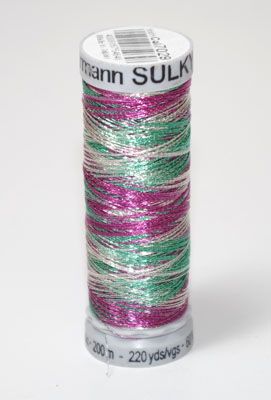 Gutermann Sulky Metallic Thread: Silver/Rose/Jade 7029