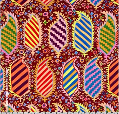 Kaffe Fassett Fabric Striped Herald Maroon