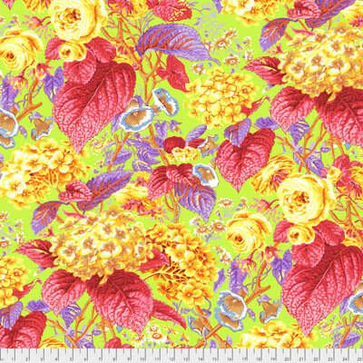 Philip Jacobs Fabric Rose and Hydrangea Citrus (per 1/4 metre)