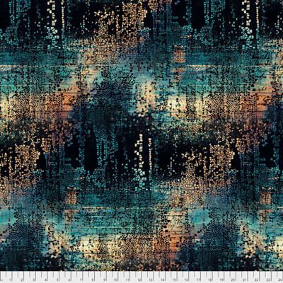 Abandoned Fabric: Fractured Mosaics Indigo (per 1/4 metre)