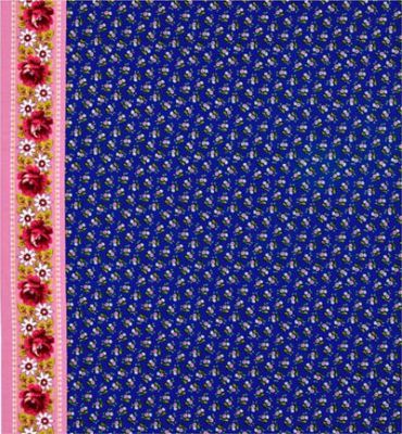 Neptune & The Mermaid Fabric: Floating Millefleur Navy (per 1/4 metre)