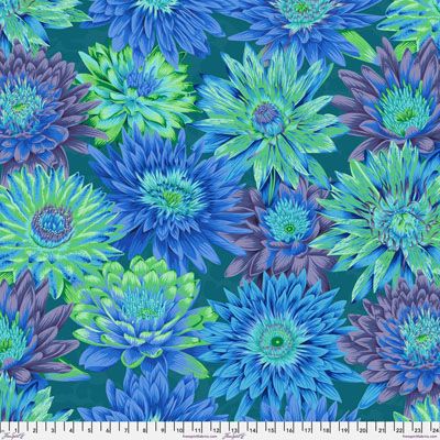 Philip Jacobs Fabric: Tropical Water Lillies Blue (per 1/4 metre)