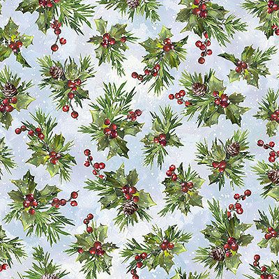 Hoffman Winter Wonders Fabric: Holly Opal (per 1/4 metre)