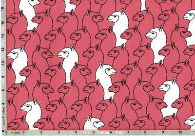 Sevenberry fabric Alpacas Red (per 1/4 metre)