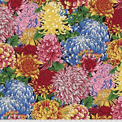 Kaffe Fassett Collective: Hokusai's Mums Natural (per 1/4 metre)