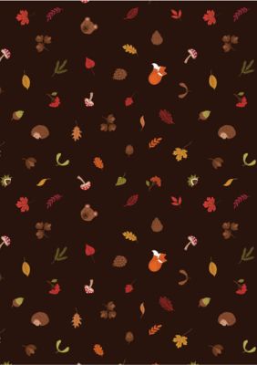 Country Coordinates fabric: Scattered Foliage and Friends Dark Brown