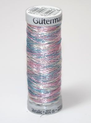 Gutermann Sulky Metallic Thread: Silver/B. Blue/Pink 7026