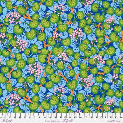 Kaffe Fassett Collective Fabric: Climbing Geraniums Blue (per 1/4 metre)