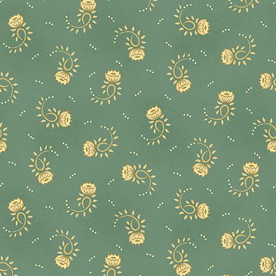 Kim Diehl Designs: Tossed Cabbage Roses Teal (per 1/4 metre)