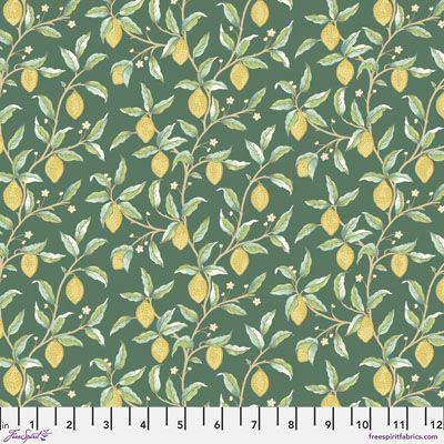 William Morris Leicester Fabric: Lemon Tree Dark Green (per 1/4 metre)