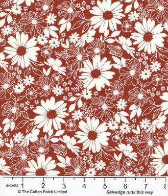 Juliette fabric, Floral Toile, Dark Coral