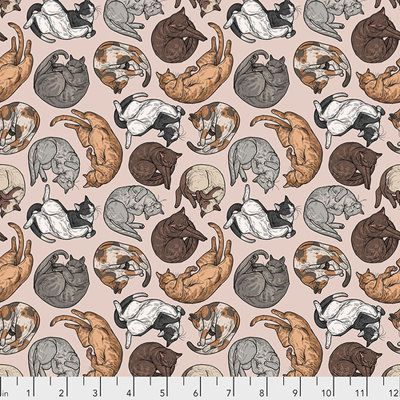 Conversationals Fabric: Cat Nap Natural (per 1/4 metre)