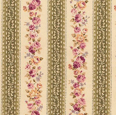 Quilt Gate Florals: Floral Stripe Cream (per 1/4 metre)