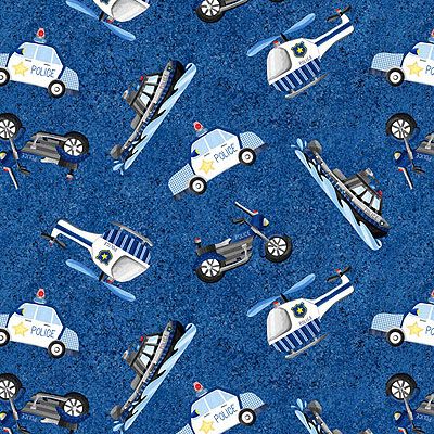 Just for Kids fabric: Everyday Heroes Navy (per 1/4 metre)