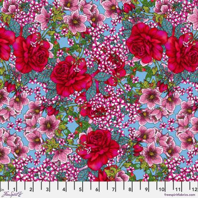 Language of Flowers Fabric: Under the Pergola Blue (per 1/4 metre)