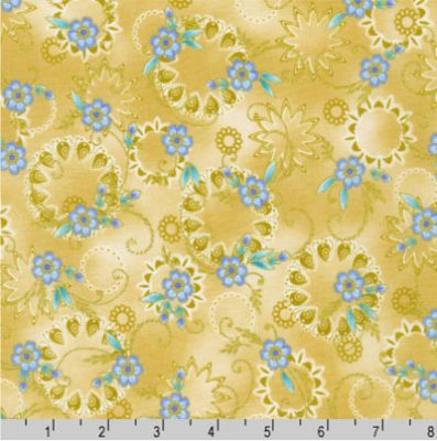 Jaikumari Fabric: Flower Circle Cream (per 1/4 metre)