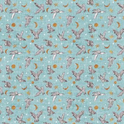 Forest Fable Fabric: Midnight Owls Sky (per 1/4 metre)