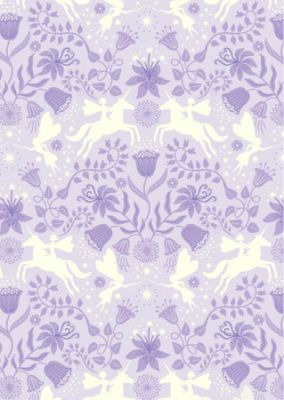 Glow Fairies fabric: Fairy Friends on Light Dusk Lilac