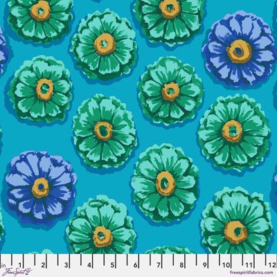 Kaffe Fassett Zinnia Fabric Blue (per 1/4 metre)