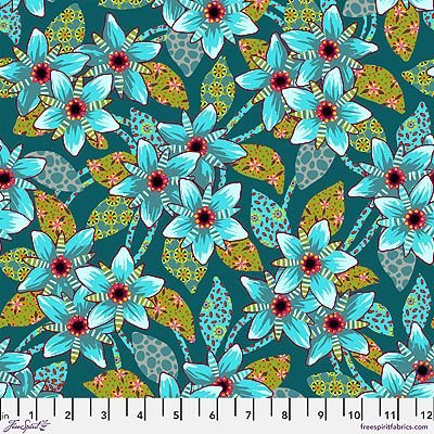 Tropicalism Fabric: Caribes Blue (per 1/4 metre)