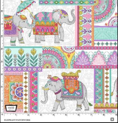 Elephant Cavalcade fabrics: Elephant Patchwork