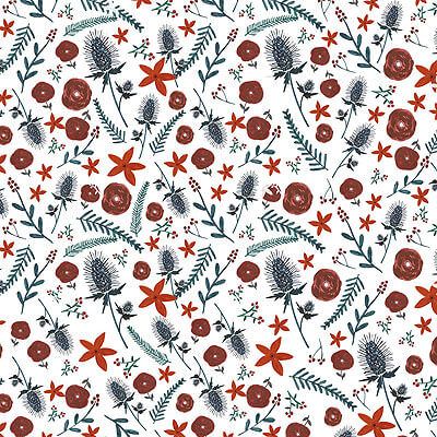 Spice Fabric: Flower Sprigs White (per 1/4 metre)