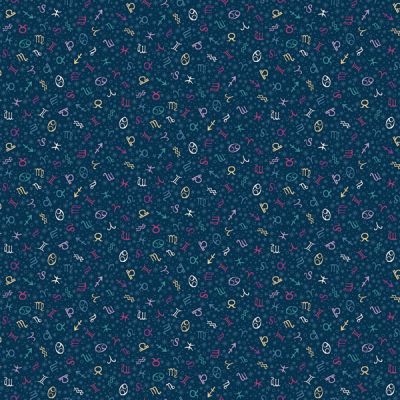 Luna Fabric: Zodiac, Blue