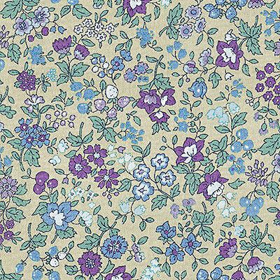 Lecien Florals: Small Purple Flowers Taupe (per 1/4 metre)