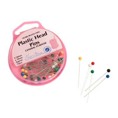 Hemline Plastic Coloured Headed Pins