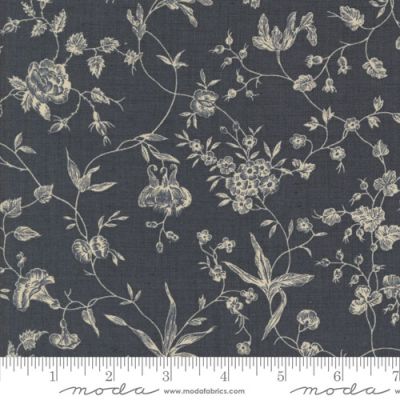 Sacre Bleu fabric: Pivoine, Indigo