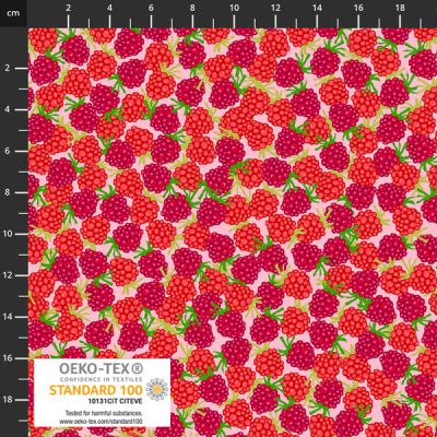 Juicy Fruits fabrics: Raspberries (per 1/4 metre)