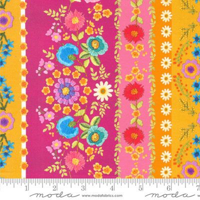 Vintage Soul fabric Moda:  Floral Embroidery Hot Pink