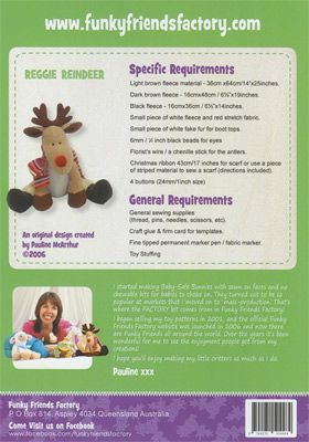 Reggie Reindeer Soft Toy Pattern: Funky Friends Factory