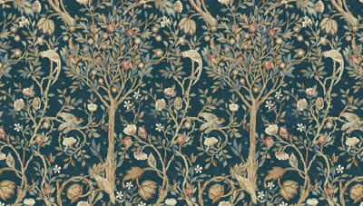 Orkney by Morris & Co Fabric: Melsetter Indigo Panel