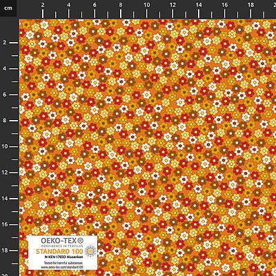 Quilters Coordinates fabric: Mini Flowers Orange (per 1/4 metre)