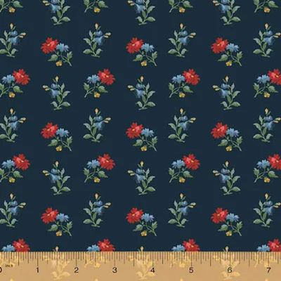 Camilla Fabric: Boutonniers Navy (per 1/4 metre)