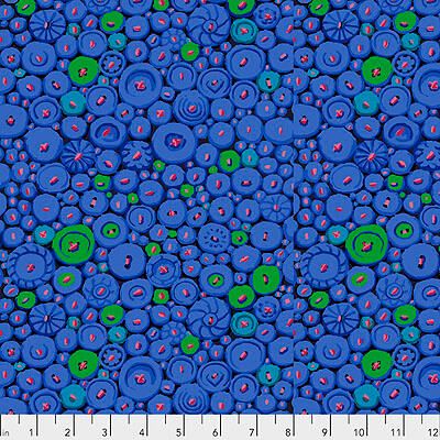 Kaffe Fassett Collective: Button Mosaic Blue (per 1/4 metre)