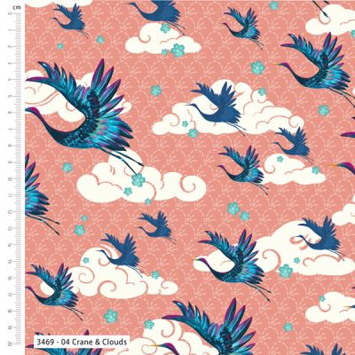 Meditations on Japan fabric: Crane and Clouds