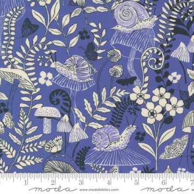 Maeve Fabric: Mushroom Moths, Periwinkle