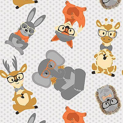 Just for Kids fabric: Tossed Animals Multi (per 1/4 metre)