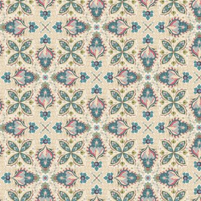 Midnight Meadow fabric: Tile Geo, Cream