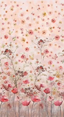 Floral Study fabric: Floral Border Pink (per 1/4 metre)