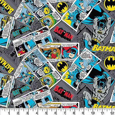 Superheroes Fabric: Batman Collage Multi (per 1/4 metre)