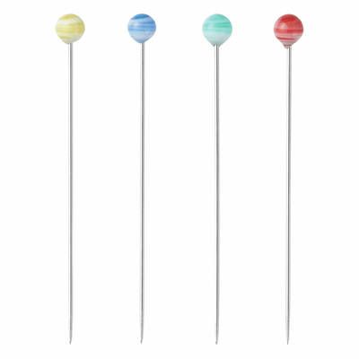 Clover Marbled Glass Head Pins