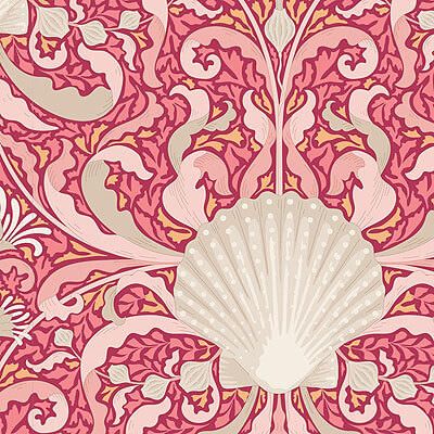 Tilda Cotton Beach: Scallop Shell Coral (per 1/4 metre)