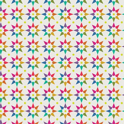 Art Theory Fabric: Rainbow Star White (per 1/4 metre)