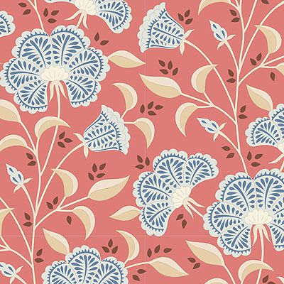 Tilda Windy Days fabric: Stormy Coral (per 1/4 metre)